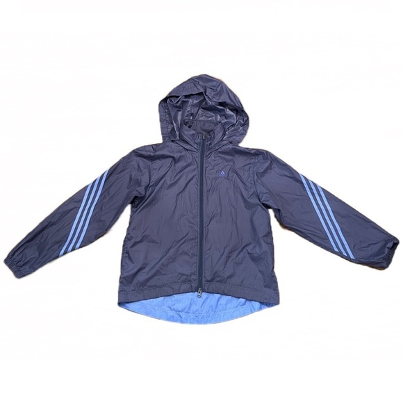 💨 Adidas Vintage Vented Windbreaker | Hidden Hood | Size Small | Navy | EUC - Picture 1 of 14